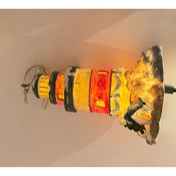 Vintage Lighthouse Christmas Tree Ornament Snowy Beach Light Up Feature - Picture 8 of 8